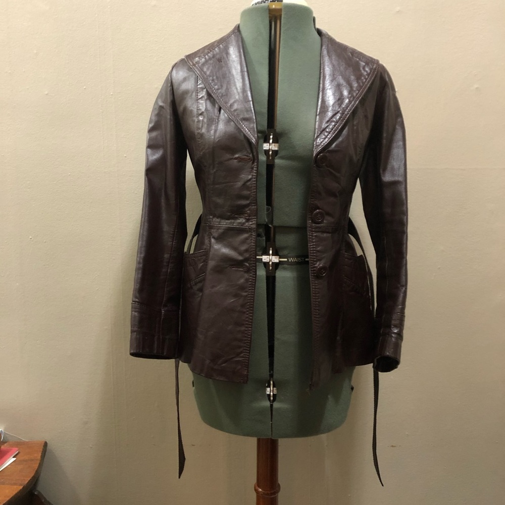 Opera oxblood leather trench coat small